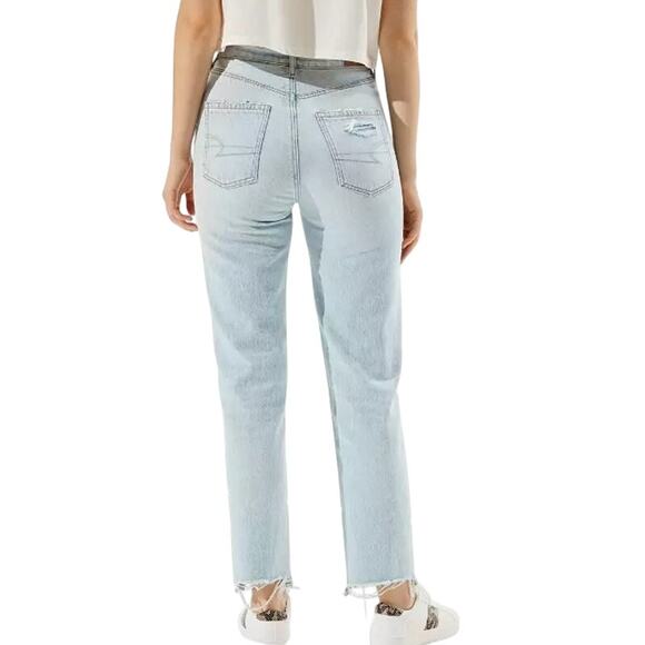 American Eagle Highest Waist 90s Boyfriend Jean Size 0 Light Wash Ripped Denim - Picture 9 of 9